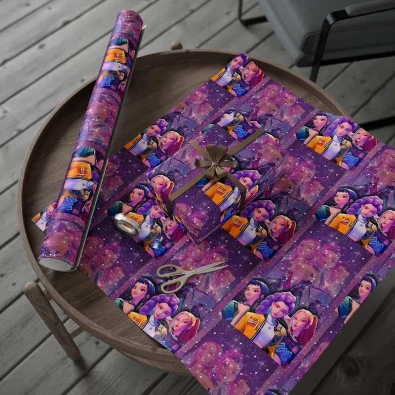 Kpop Demon Hunters Christmas Wrapping Paper, Saja Boys Huntrix Christmas Gift Wrap Papers for Holiday Celebrations, Xmas Wrapping Paper