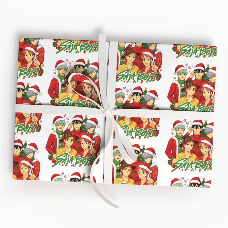Kpop Demon Hunters Christmas Wrapping Paper, Saja Boys Huntrix Christmas Gift Wrap Papers for Holiday Celebrations, Xmas Wrapping Paper