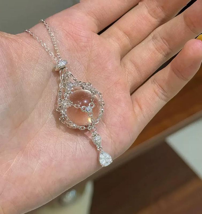 Handmade Dream Catcher White Crystal Necklace
