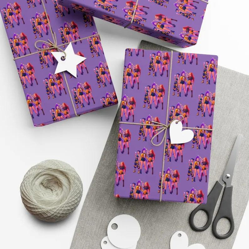 Kpop Demon Hunters Christmas Wrapping Paper, Saja Boys Huntrix Christmas Gift Wrap Papers for Holiday Celebrations, Xmas Wrapping Paper