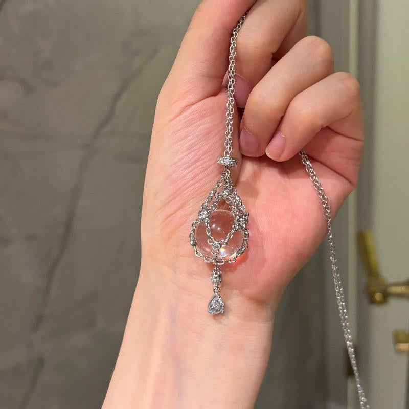 Handmade Dream Catcher White Crystal Necklace