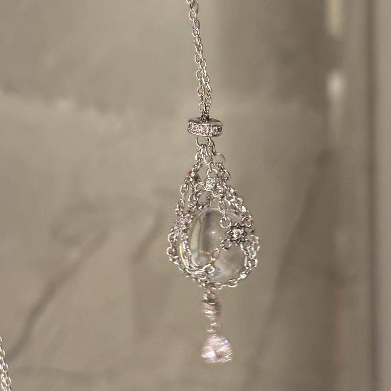 Handmade Dream Catcher White Crystal Necklace