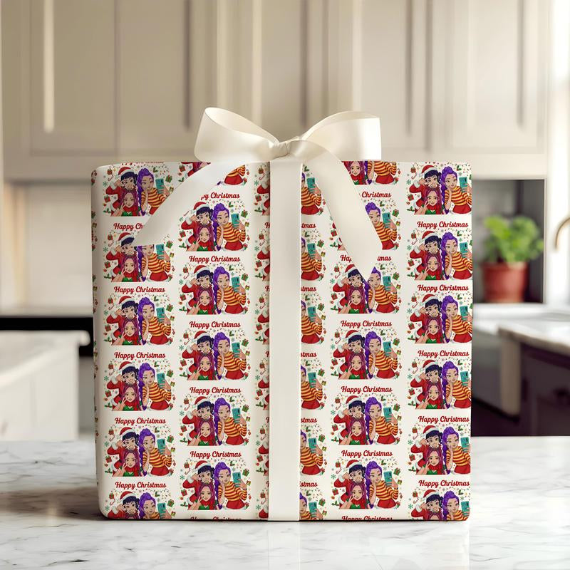 Kpop Demon Hunters Christmas Wrapping Paper, Saja Boys Huntrix Christmas Gift Wrap Papers for Holiday Celebrations, Xmas Wrapping Paper