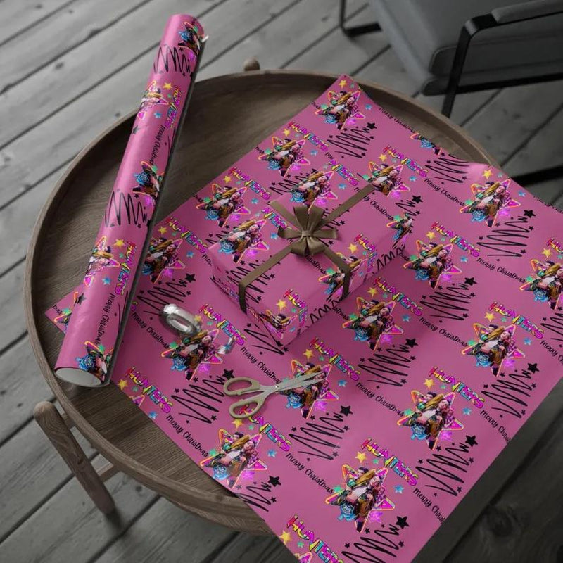 Kpop Demon Hunters Christmas Wrapping Paper, Saja Boys Huntrix Christmas Gift Wrap Papers for Holiday Celebrations, Xmas Wrapping Paper