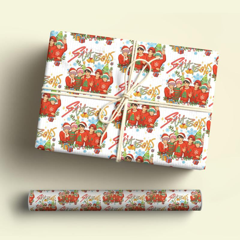 Kpop Demon Hunters Christmas Wrapping Paper, Saja Boys Huntrix Christmas Gift Wrap Papers for Holiday Celebrations, Xmas Wrapping Paper