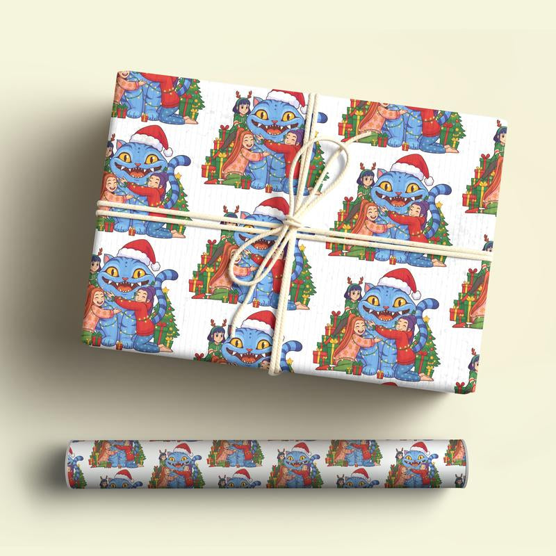 Kpop Demon Hunters Christmas Wrapping Paper, Saja Boys Huntrix Christmas Gift Wrap Papers for Holiday Celebrations, Xmas Wrapping Paper