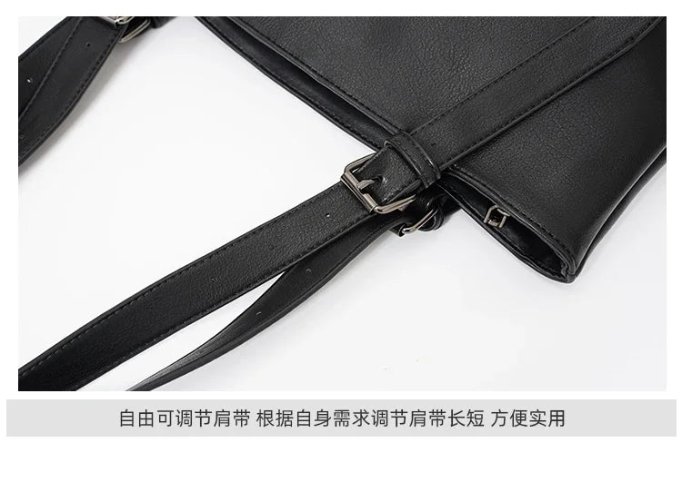 Soft Leather Tote Bag for Men Japanese Korea Style Business Casual Street Handbag Male Large Capacity Zipper Laptop Underam Bags
