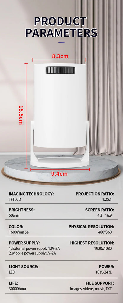 P30 PRO Smart Mini Projector – Android 14, WiFi 6, BT 5.0, 4K Supported, 1280×720P, Portable Home & Outdoor Theater