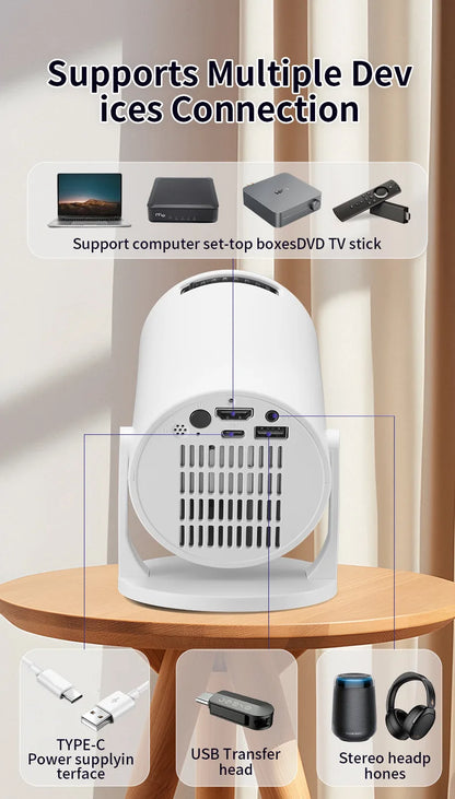 P30 PRO Smart Mini Projector – Android 14, WiFi 6, BT 5.0, 4K Supported, 1280×720P, Portable Home & Outdoor Theater