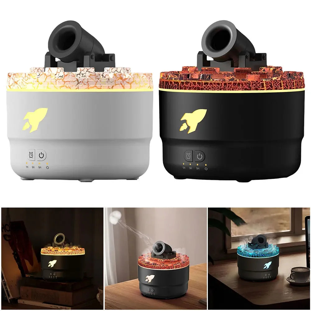 Volcanic Crack Light Cannons Humidifier Essential Oil Diffuser Cannon Blast Aroma Humidifier Aromatherapy Diffuser for Bedroom