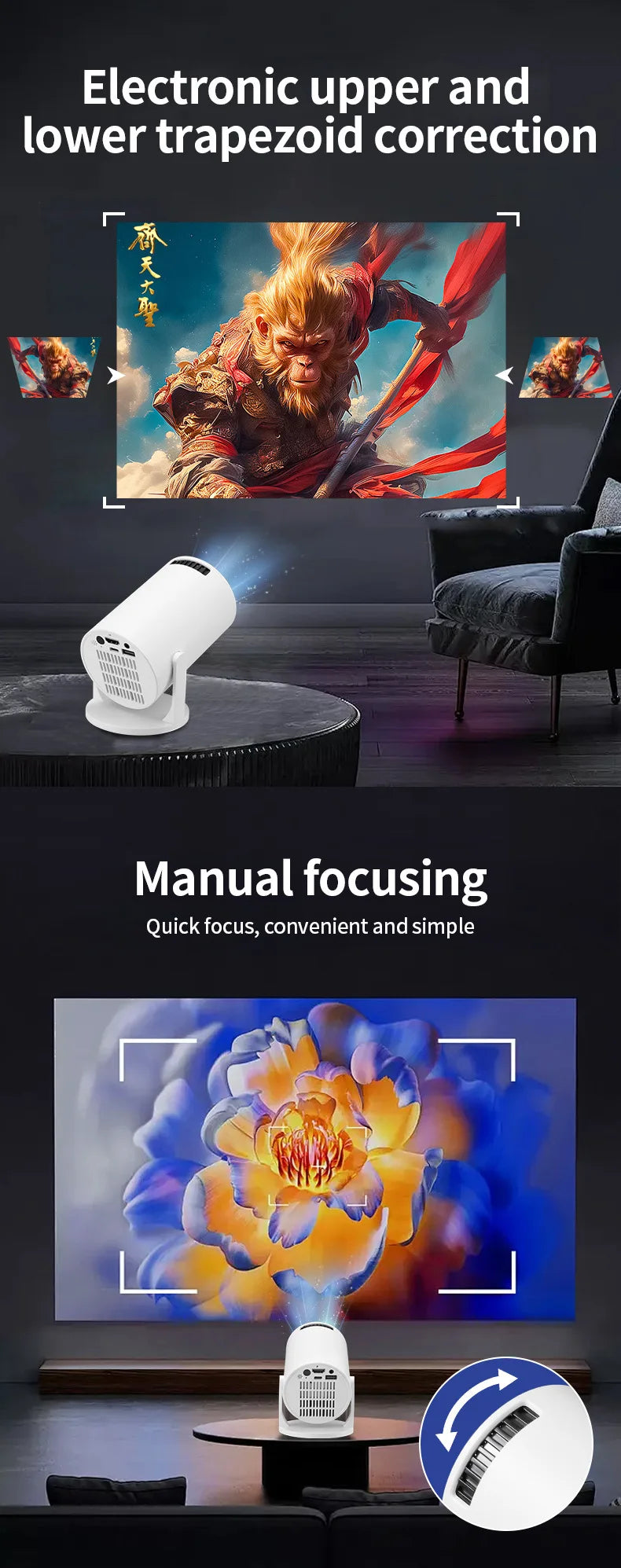 P30 PRO Smart Mini Projector – Android 14, WiFi 6, BT 5.0, 4K Supported, 1280×720P, Portable Home & Outdoor Theater