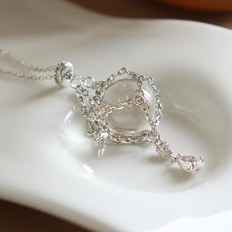 Handmade Dream Catcher White Crystal Necklace
