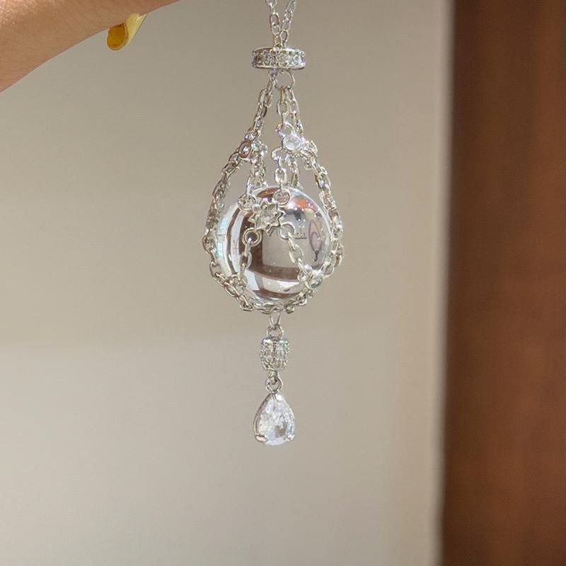 Handmade Dream Catcher White Crystal Necklace