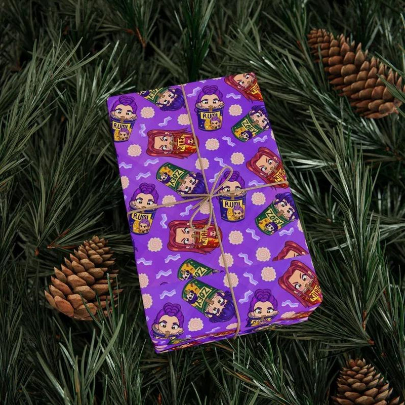 Kpop Demon Hunters Christmas Wrapping Paper, Saja Boys Huntrix Christmas Gift Wrap Papers for Holiday Celebrations, Xmas Wrapping Paper