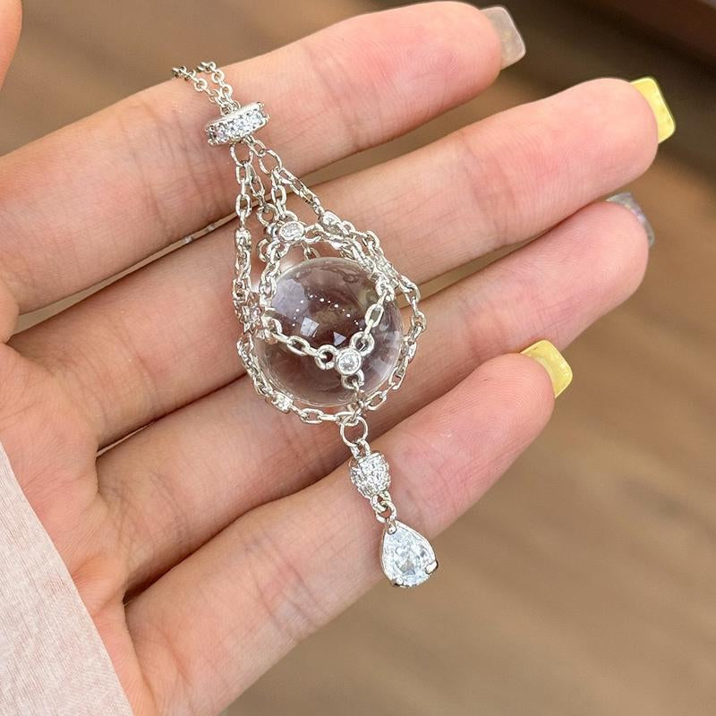Handmade Dream Catcher White Crystal Necklace
