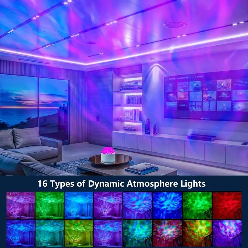 2 Scene -Ocean Wave & 3D Water Rippleprojector Light-16-Color round Lamp Withcontrol, Relaxation & Romantic Night Ambience Tiktokshopblackfriday