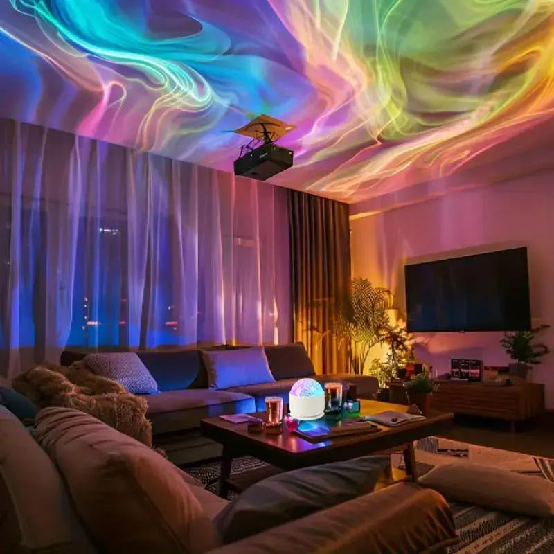 2 Scene -Ocean Wave & 3D Water Rippleprojector Light-16-Color round Lamp Withcontrol, Relaxation & Romantic Night Ambience Tiktokshopblackfriday