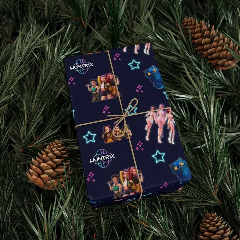 Kpop Demon Hunters Christmas Wrapping Paper, Saja Boys Huntrix Christmas Gift Wrap Papers for Holiday Celebrations, Xmas Wrapping Paper